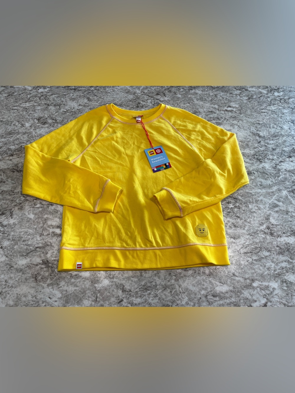 🏷 Lego x Target • Yellow Sweatshirt w/ Pink Stitching NWT Small